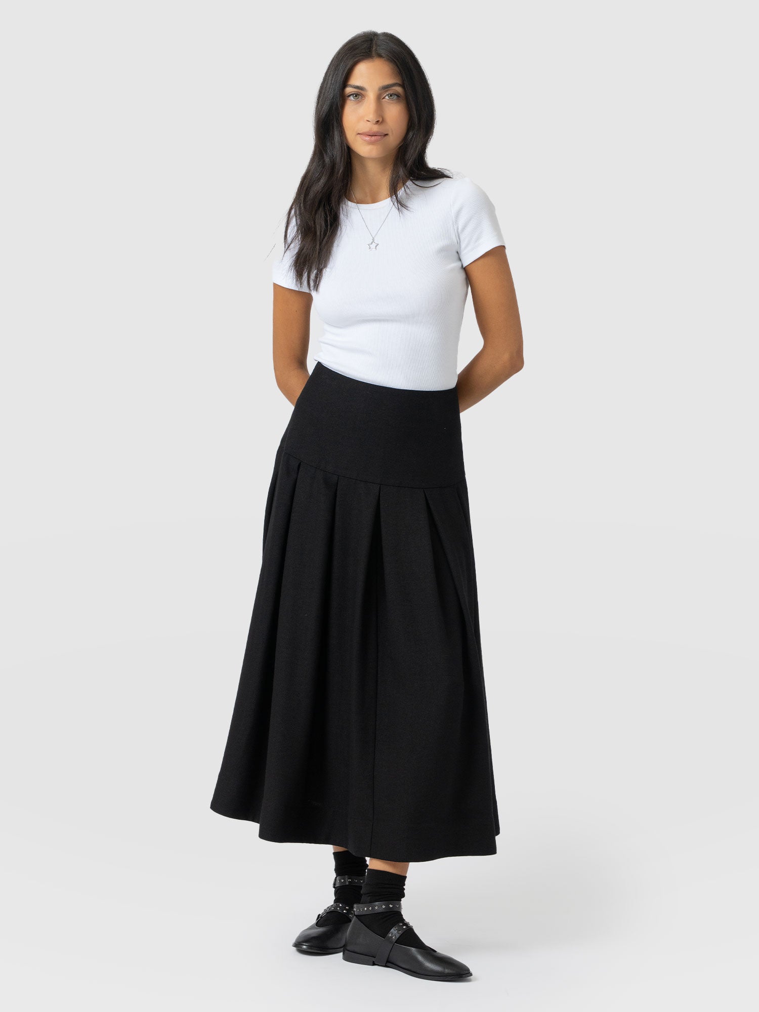 Everly Pleated Skirt - Black